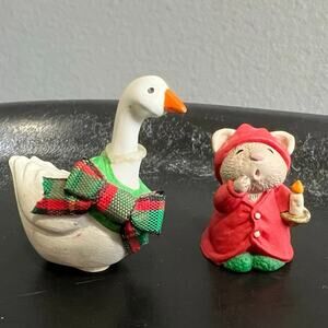 Vintage Hallmark Merry Miniature Christmas Goose and Mouse